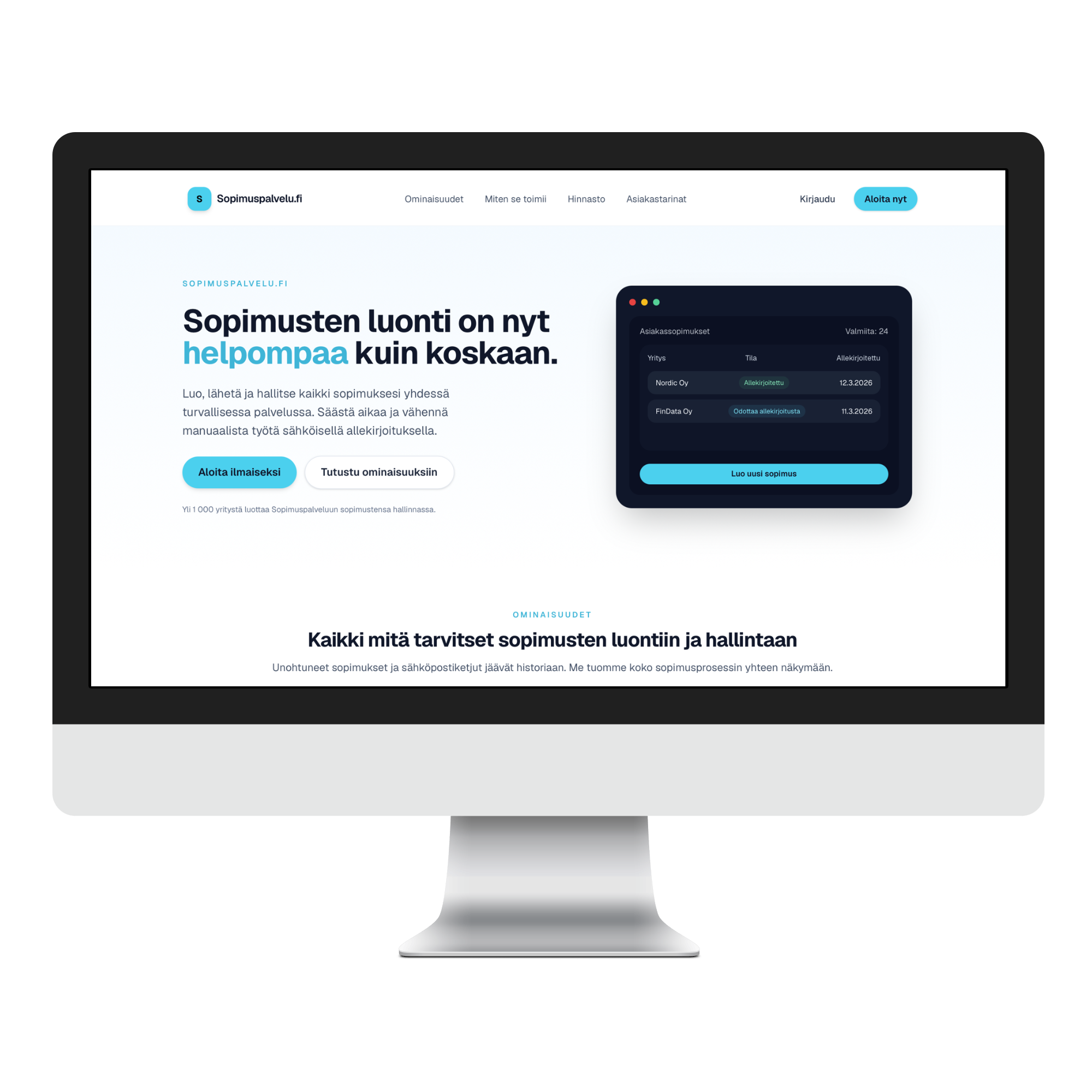 SOPIMUSPALVELU.FI - Sopimusten luonti ja lähetys